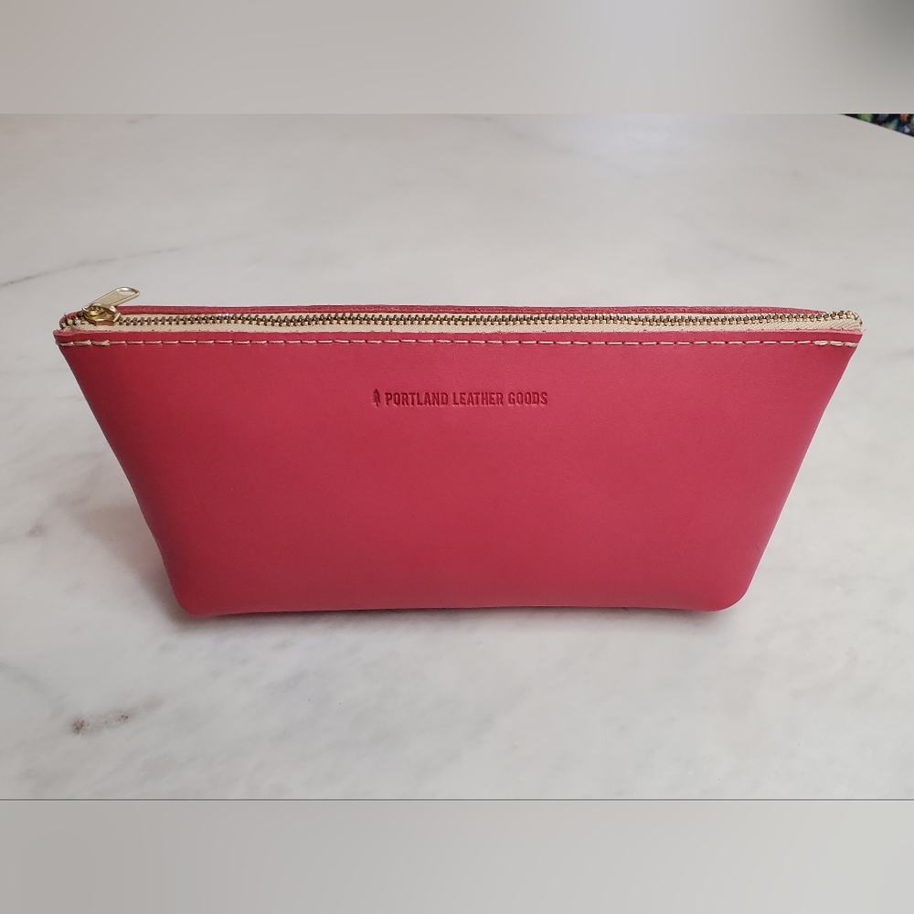 PLG Portland Leather Goods Premium Utility Bag Zippered Pouch in Tulip